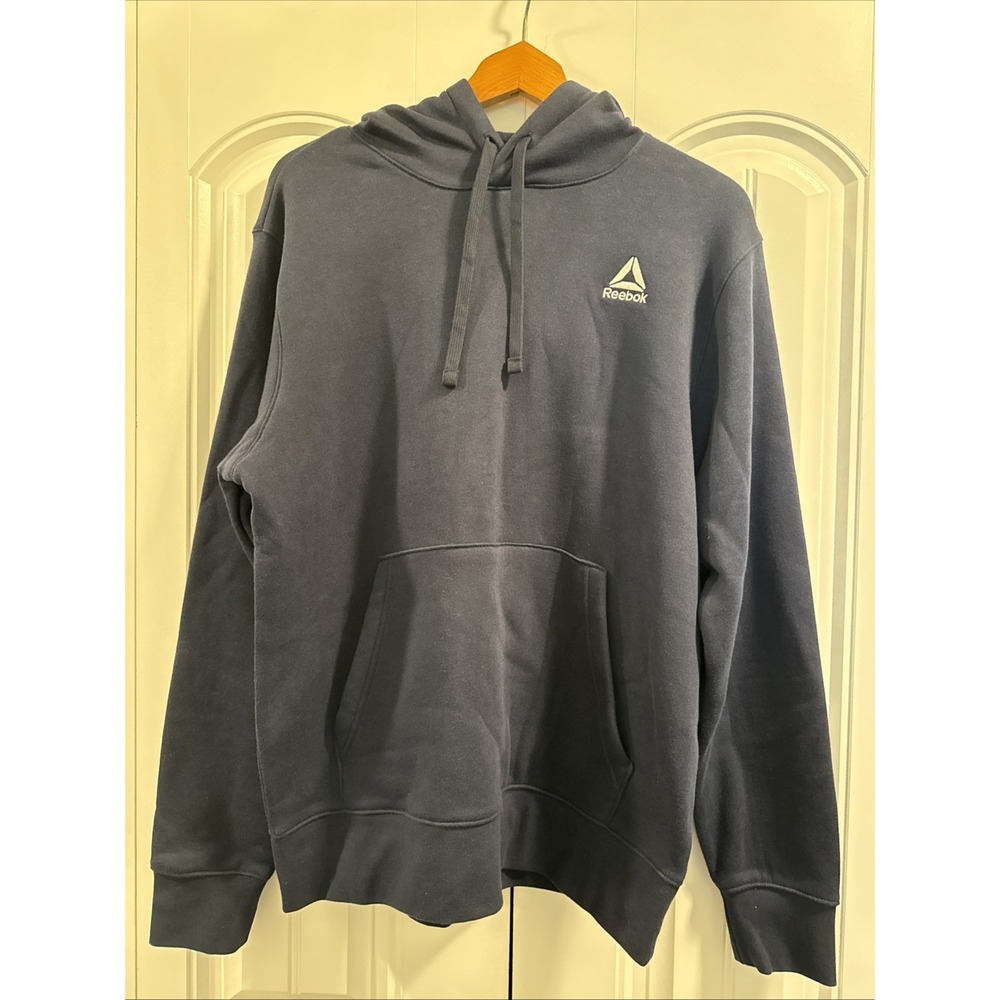Reebok Embroidered Hoodie Pullover MEN'S‎ Medium Navy Blue Cotton Blend New